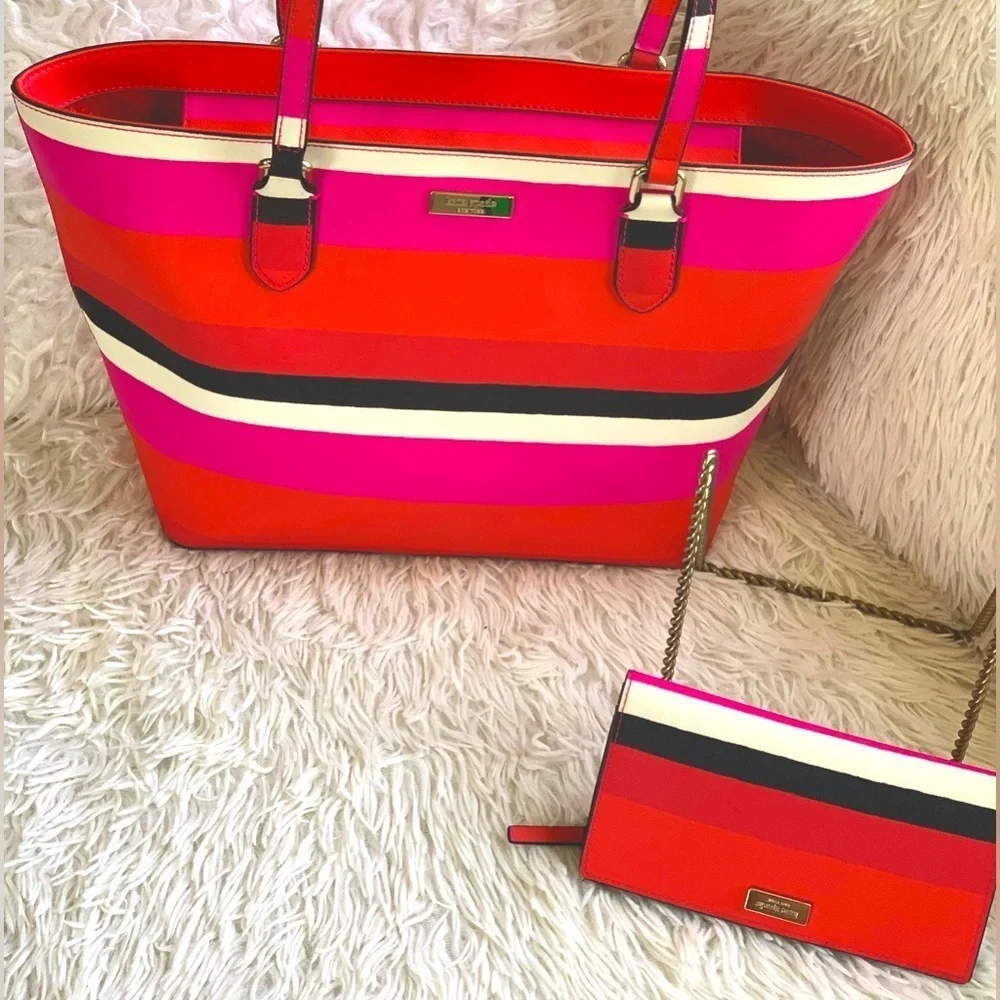 🌺♠️ KATE SPADE Multi ZIP TOTE & Matching 12 Cardholder & ID WALLET.